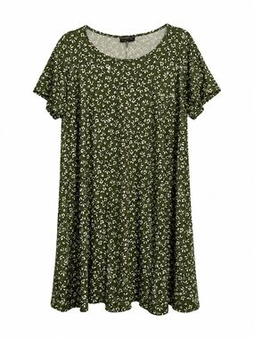 Allison Brittney Olive Green Floral Midi Dress